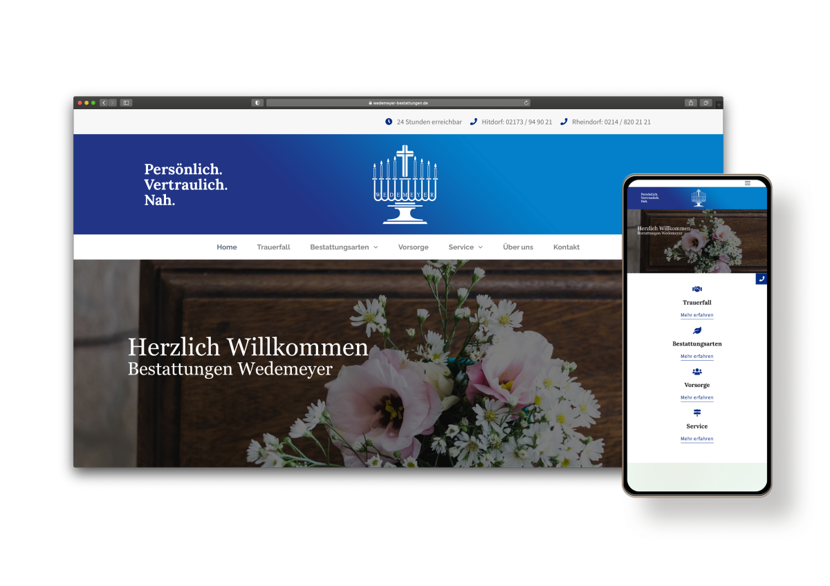 Website-Mockup Wedemeyer Bestattungen