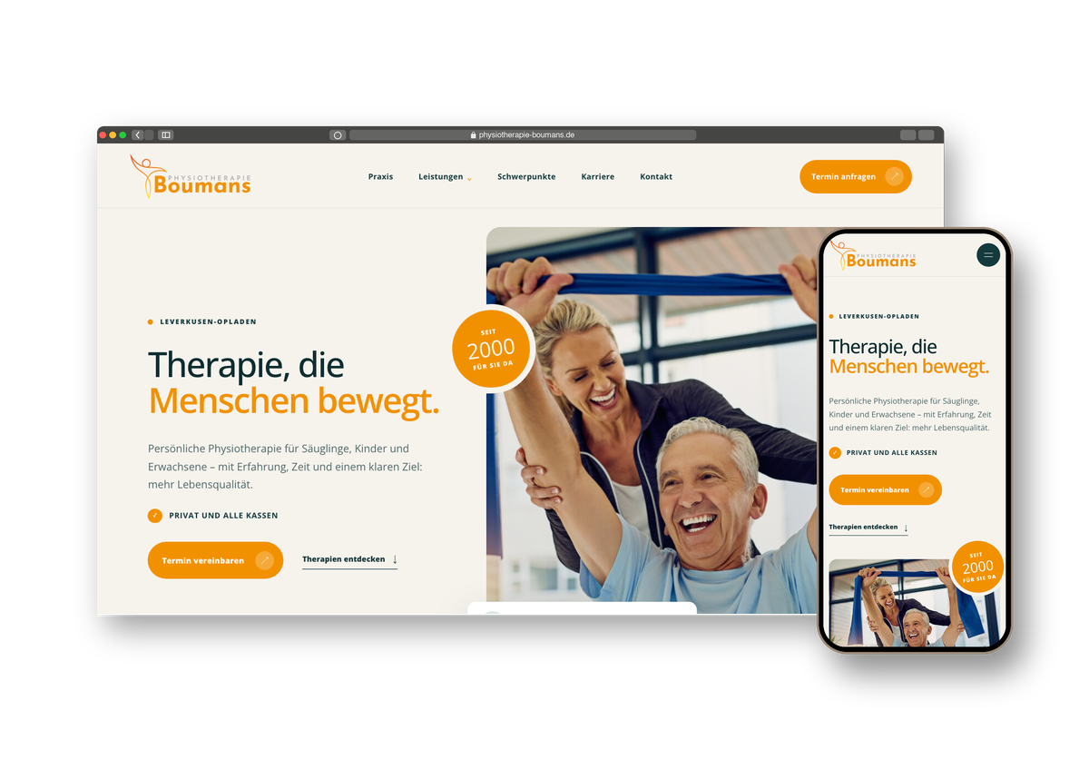 Website-Mockup Physiotherapie Boumans
