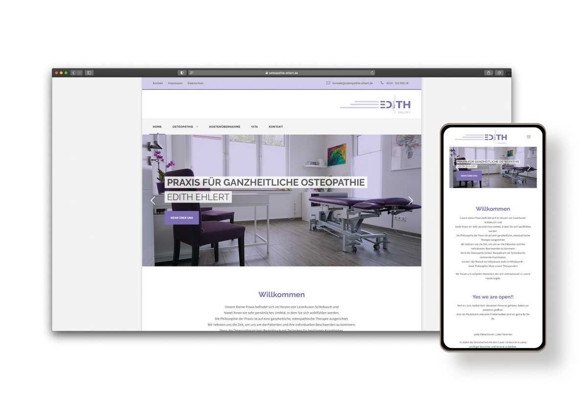 Website-Mockup Osteopathie Ehlert
