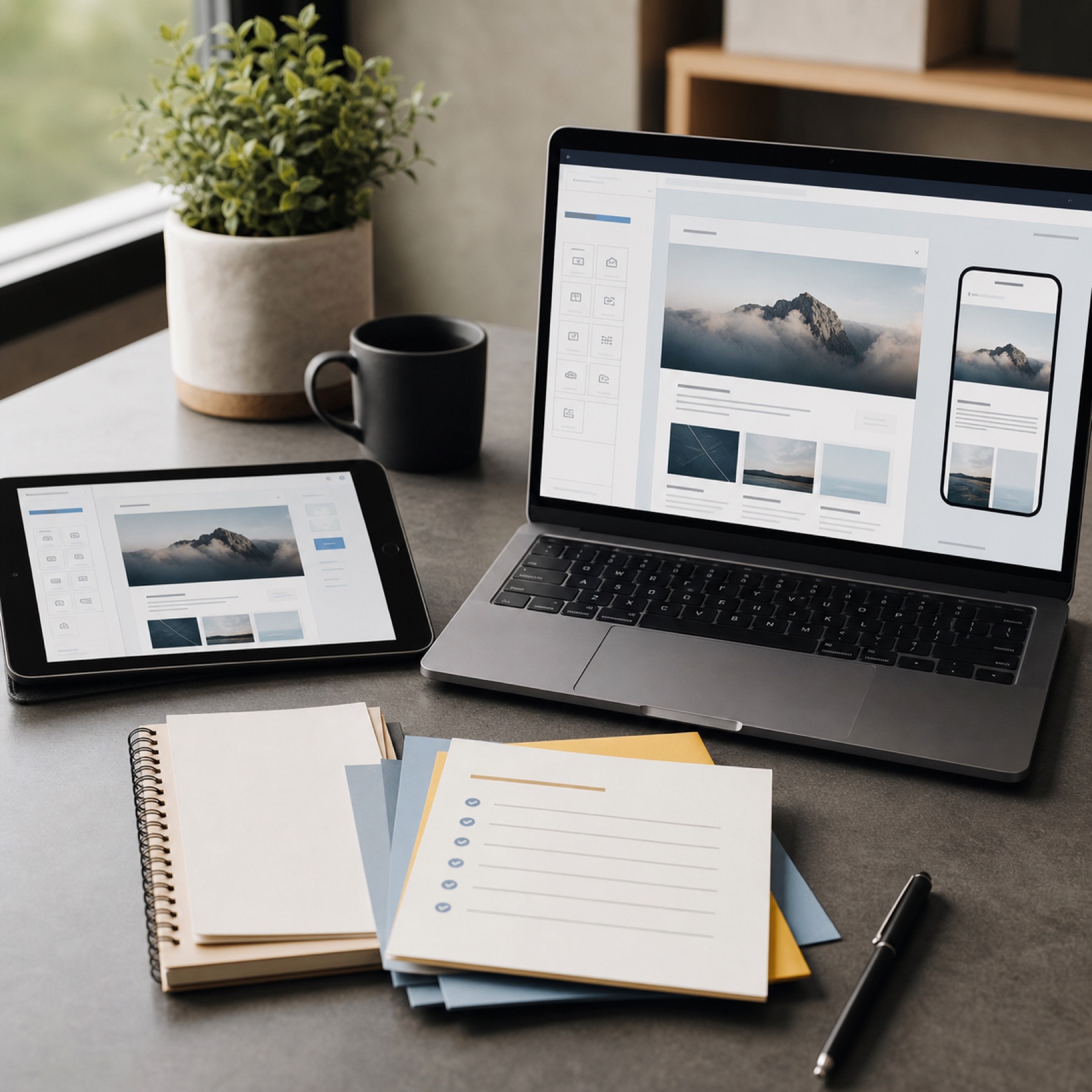 WordPress-Launchplanung mit responsiver Website-Vorschau
