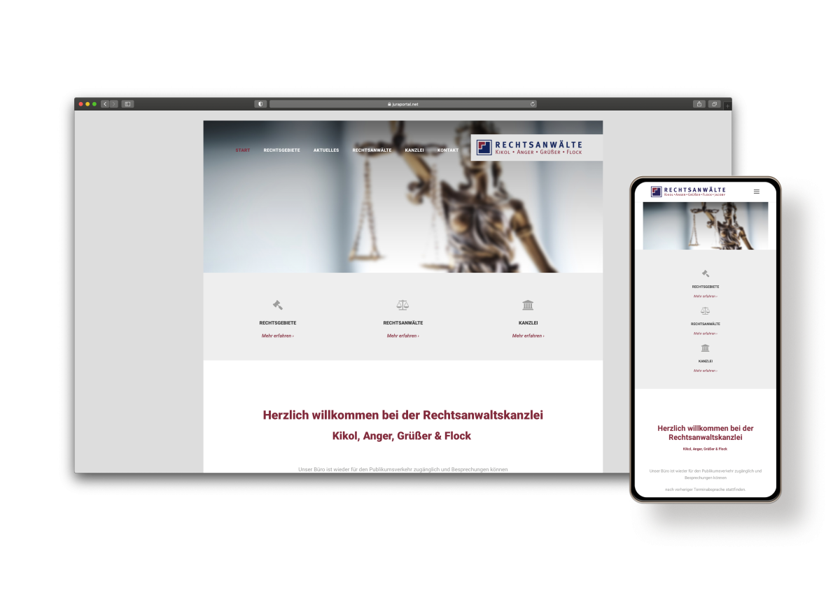 Website-Mockup Juraportal Bergisch Gladbach