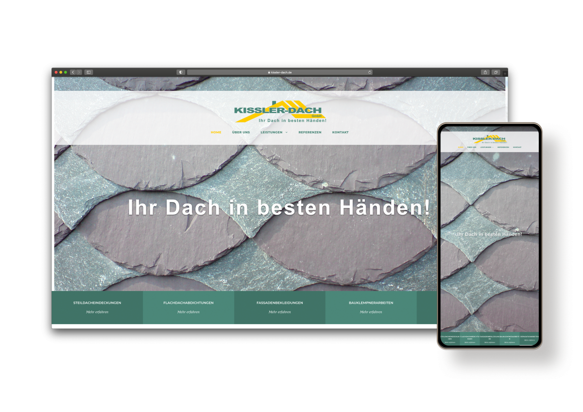 Website-Mockup Kissler Dach