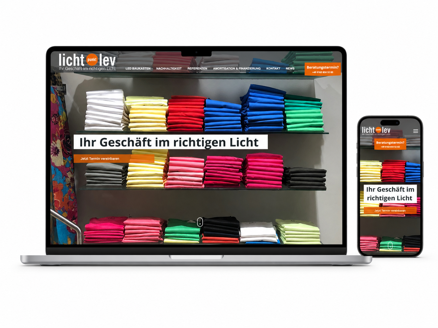 Website-Mockup Licht.NRW