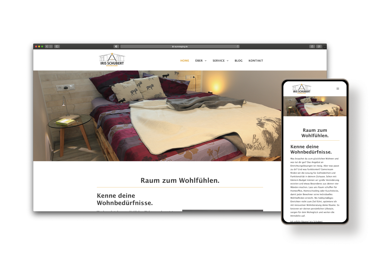 Website-Mockup Raumstaging