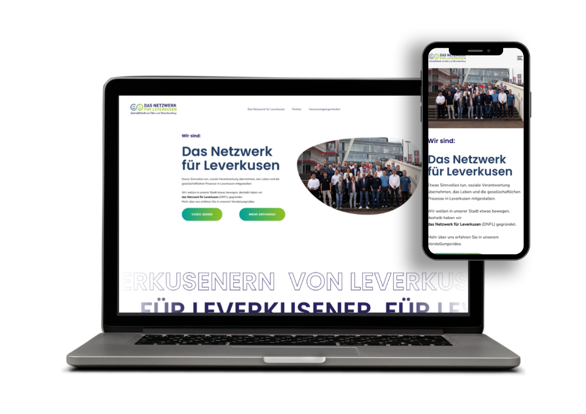 Website-Mockup Das Netzwerk für Leverkusen
