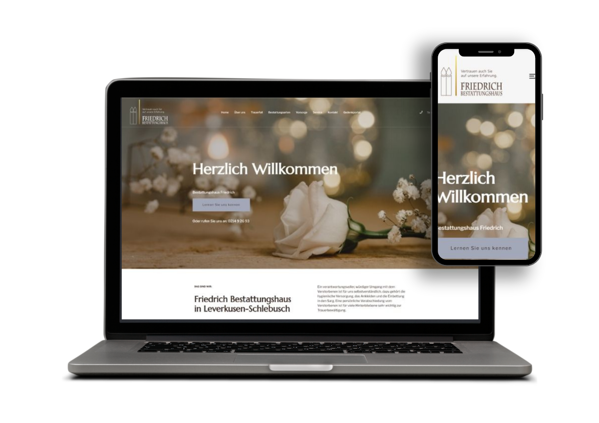 Website-Mockup Friedrich Bestattungshaus