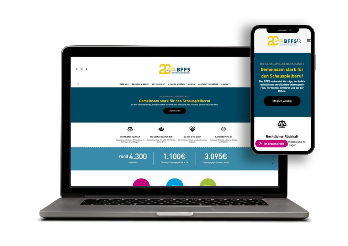 Website-Mockup Bundesverband Schauspiel